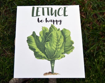 Lettuce Be Happy - Lettuce Print - Vegetable Print - Salad Pun - Kitchen Print - Vegetable Print - Kitchen Art Print - Vegetarian Print