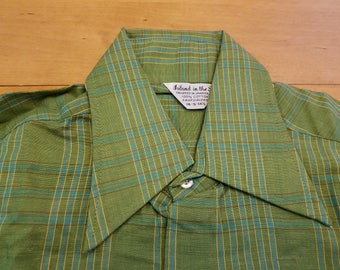 NOS / 1960s Shirt / S / Plaid / New Old Stock / Deadstock / 60s Shirt / 1960s Mens Fashion / 60s Mens Fashion / Plaid Shirt / Sanforized