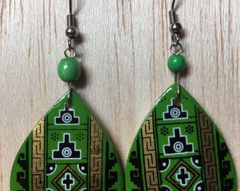 Emerald Potential | Hand-painted Artisan Earrings