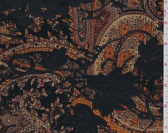 Rust Orange Paisley Vineyard Chenille Jacquard, Fabric By The Yard