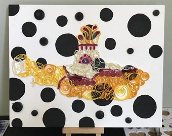 Yellow Submarine quilled canvas