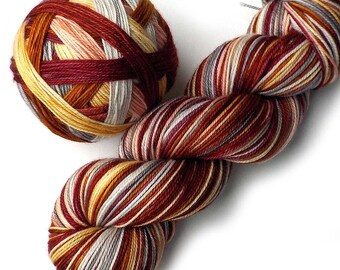 Self Striping MCN Sock Yarn Handdyed Merino Cashmere Nylon Yarn - Cuddle Up