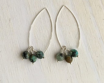 African Turquoise Cluster Earrings