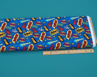 1 Yard Novelty Cotton Fabric Comic Words