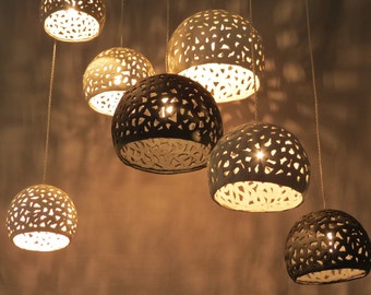 Lighting hanging chandelier. 7 ceiling shades. Pendant lighting fixture. Ceiling lights. Modern chandelier. Ceramic lighting. Free shipping