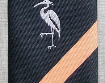 Pelican / Heron Orange & Black Striped Skinny Vintage Mod Tie Necktie 1960's Style New Unworn