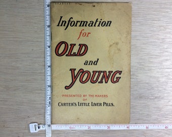 Vintage Old Carter's Little Liver Pills Book Information For Old And Young Used
