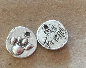 Dog Print Charm Sterling Silver Paw Print /CHW69