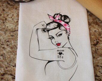Kitchen Towel, Dish Towel, Flour Sack Towel - Mom Life