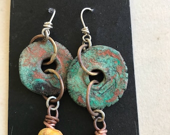 Earthy Bohemian Clay Handwrapped Earrings