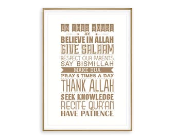 House Rules - Islamic Poster, In this house we, Home Decor, Islamic Art, Islamic Print, Islamic quote