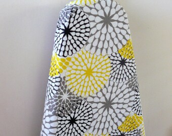 Ironing Board Cover - sunbursts in bright lemon yellow grey black and white