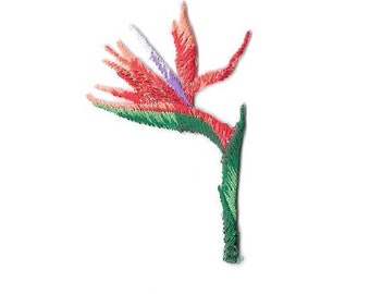 Bird Of Paradise - Flower - Tropical - Embroidered Iron On Applique Patch