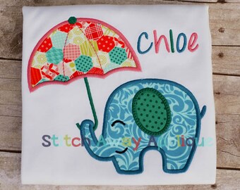 Spring Showers Elephant Machine Applique Design