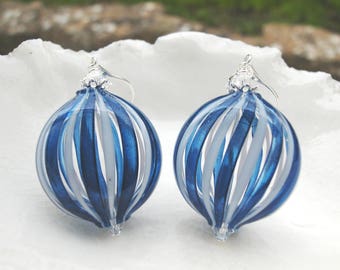 Murano Striped Blown Glass Earrings