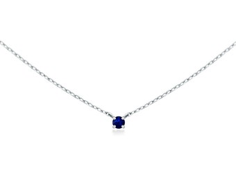 Sapphire Necklace, Gold Sapphire Neckalce, Genuine Sapphire Necklace, 14k Solid Gold Necklace Sapphire, Sapphire Gold Necklace, Dainty Gold