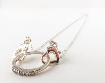 Close to your Heart // Ring Holder Necklace // Wedding Ring Holder // Special Ring // Silver Heart Clasp