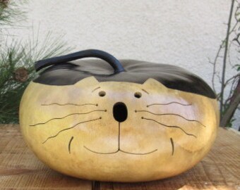 Kitty Cat Gourd Natural Primitive Decoration