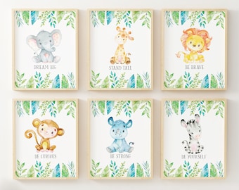 Jungle Safari Nursery Art, Jungle Animals Nursery Prints, Safari Animals, New Baby Gift, Baby's Room, INSTANT DOWNLOAD, PRINTABLE
