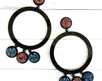 Druzy acrylic hoop earrings