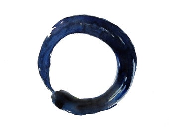 Enso Zen circle painting, fine art giclee print from original watercolor, 10 x 12 inches, Japanese calligraphy circle, minimalist art
