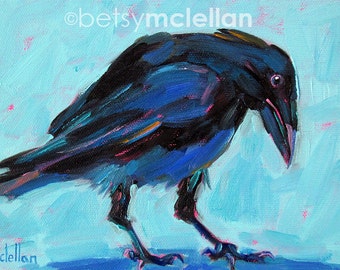 Crow - Black Crow - Bird Art - Paper - Canvas - Wood Block