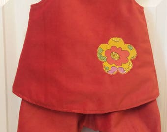 Handmade Crossover Pinafore Top and Reversible Shorts Outfit