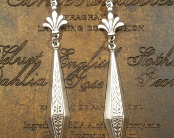 Silver Art Deco Jewelry - 1920s Jewelry - Art Deco Earrings - Downton Abbey Style Jewelry - Great Gatsby Jewelry - Womens Jewelry
