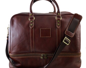 Mens leather duffle bag black brown shoulder bag travel bag