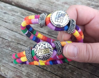 Woven Colorful Bracelet with the message: Pray.
