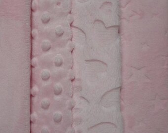 set of 4 pink blush velvet 50cmx55cm minky fabrics