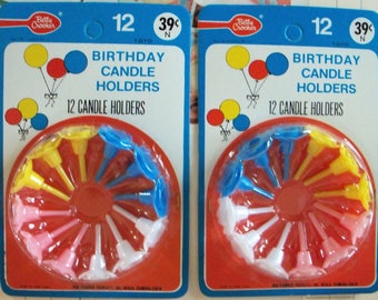 Betty Crocker (R) Birthday Candle Holders / Two Packages / 24 Holders / Vintage Old Stock