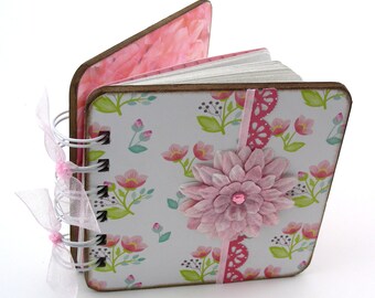 Sweet Petunias Mini Blank Book, doodle - sketch - collage - write