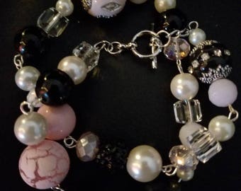 Pink and black chunky bracelet