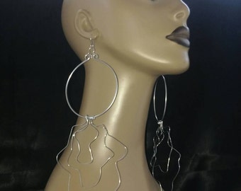 Uniquely Shaped Wire Earrings, Large Earrings, Long Earrings, Fashion Earrings, Dangling Earrings, Womens Jewelry, Big Earrings