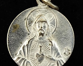 Vintage Medal Paray Sacred Heart Jesus Paray-le-Monial France