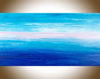 Large Abstract art abstract painting original landscape painting on canvas wall art wall decor wall hanging "Blue Abstract" by qiqigallery