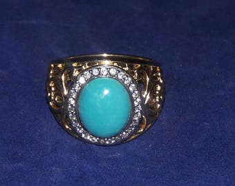 Vintage QVC Sterling Silver Vermeil Ross Simons Turquoise Ring size 8