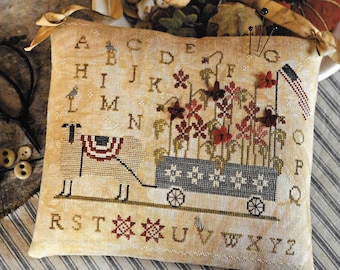 Counted Cross Stitch Pattern, Patriotic Poppies, Cross Stitch Pattern, Americana, Sheep, Primitive Decor, Brenda Gervais, PATTERN ONLY