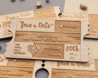 Personalised wooden wedding 'Save the Date'