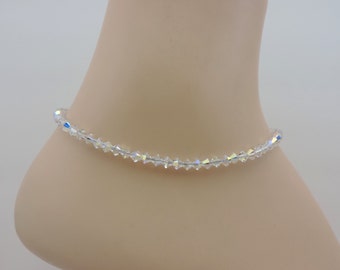Ankle Bracelet, Swarovski Crystal Ankle Bracelet, Aurora Borealis Crystal Anklet
