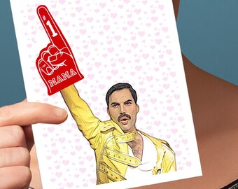 Funny Mothers Day Card, Freddie Mercury Card , Mothers Day Card, Queen Card, Blank Greeting Card, Funny Card, Mom Card, Mother Card Wife
