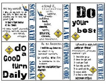 Cub Scout Oath, Law and Motto Cards- Instant Printable Download
