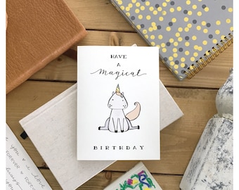 UNICORN // unicorn card, birthday card, magical birthday, funny birthday card, cute card, cute birthday card, unicorn gift, magical, card