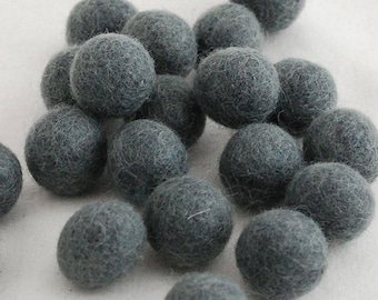 10 Felt Balls - 3cm - Slate Grey