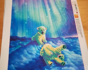 Diamond painting image, handmade & framed