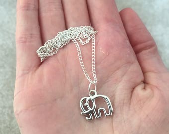 Silver Elephant Outline Pendant