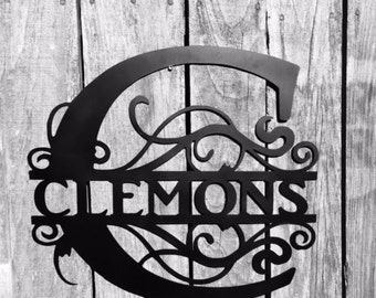 Custom metal family monogram sign