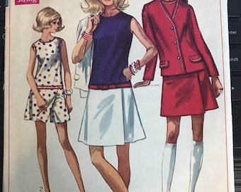 Vintage 60s Simplicity 8098 Culottes and Jacket Pattern-Size 14 (36-27-38)