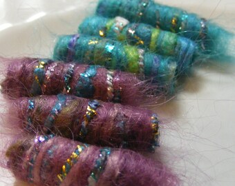Me for you and You for me. That's how we feel. Fiber Beads, fabric beads, textile wide hole tube or barrel, soft jewelry supply